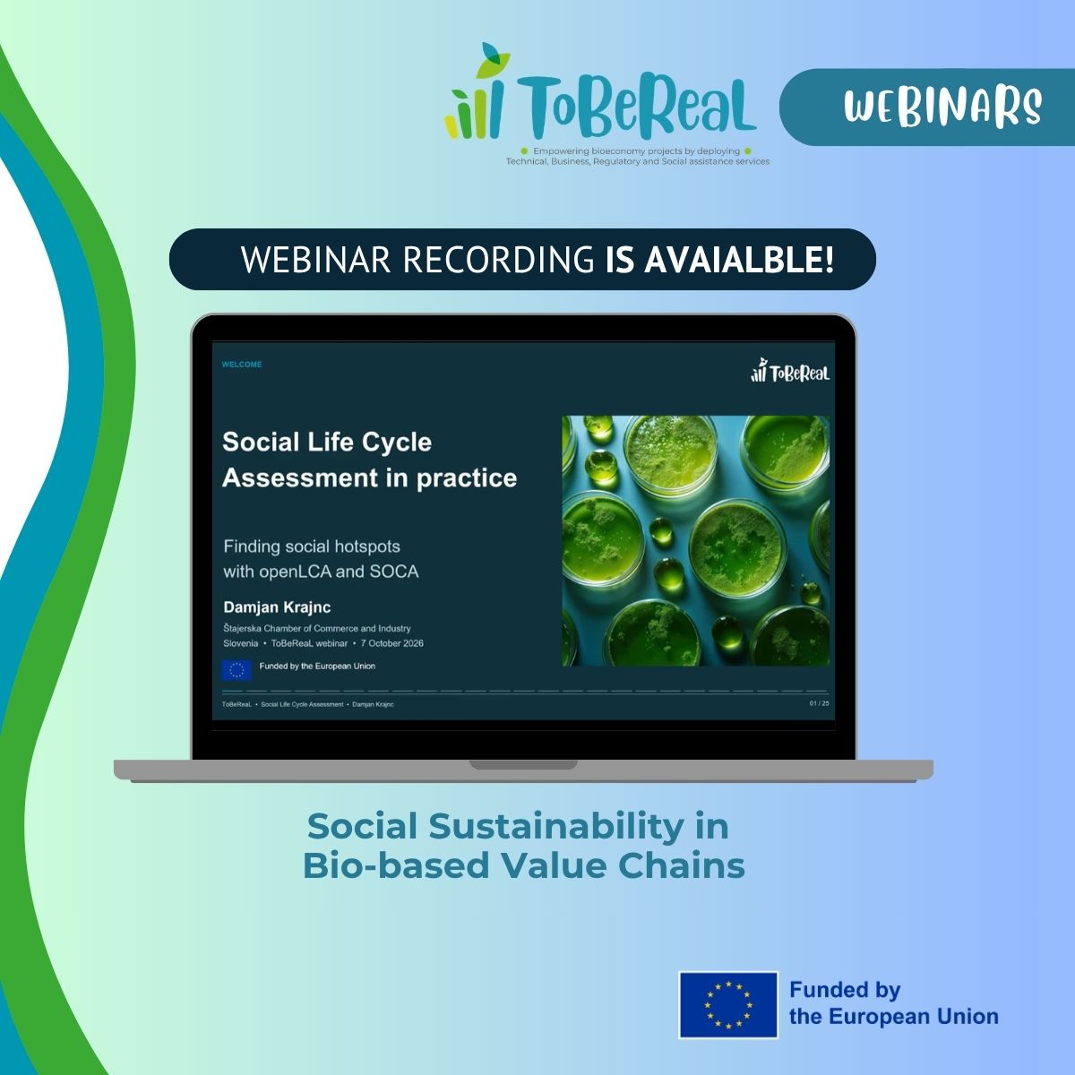 ToBeReaL 6th Webinar “Social Sustainability in Bio-based Value Chains”
